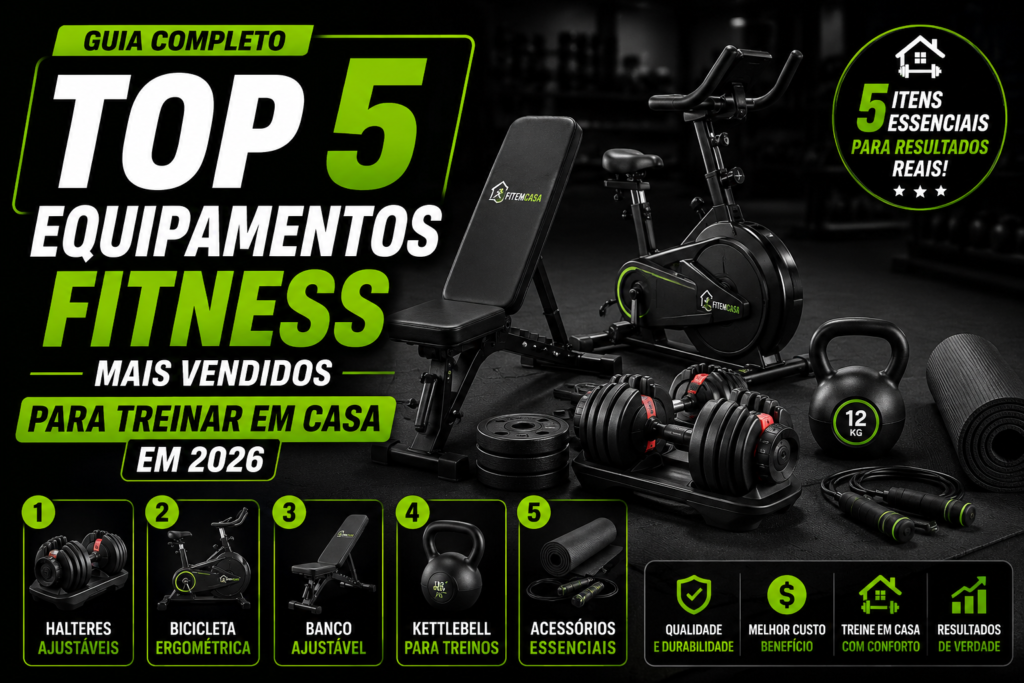 Top 5 equipamentos fitness mais vendidos para treinar em casa em 2026