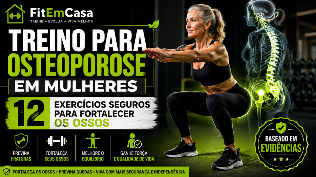 Treino para osteoporose mulheres acima dos 40, com foco no fortalecimento dos ossos, equilíbrio e prevenção de fraturas.