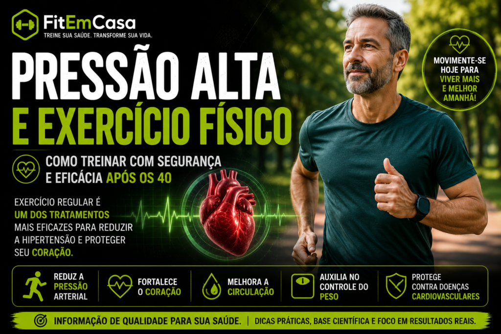 Pressão alta e exercício físico: homem praticando corrida para controlar a hipertensão e proteger a saúde cardiovascular após os 40 anos.